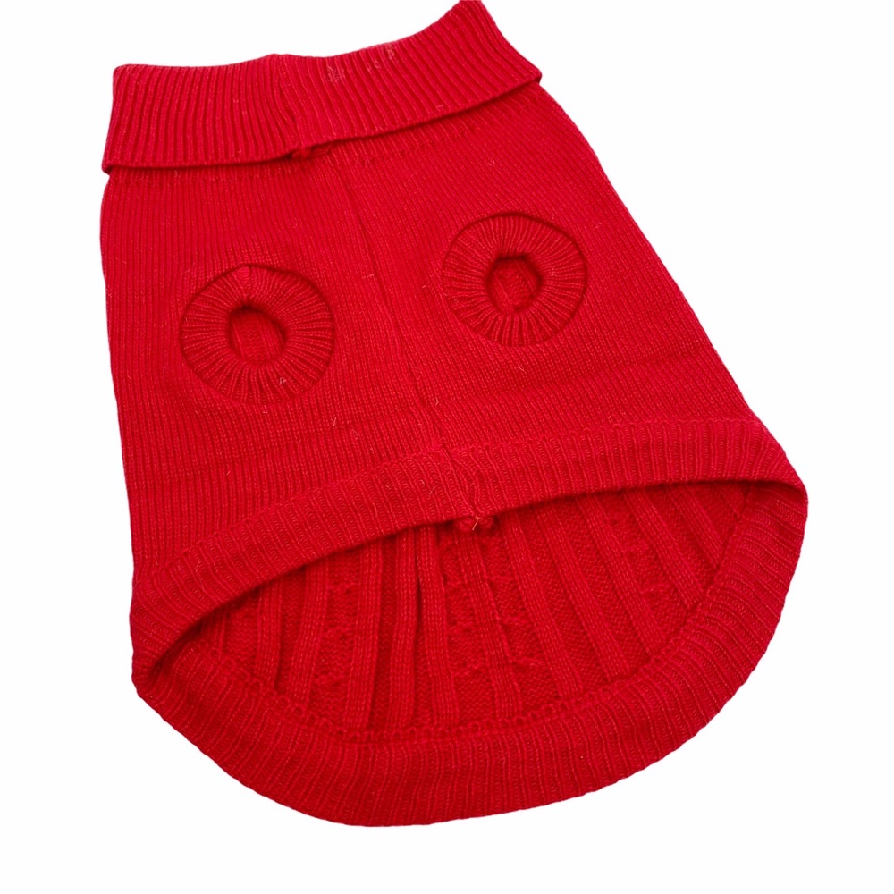 Dog Red Turtleneck Cable Knit Sweater 20 lb Puppy - Picture 4 of 4
